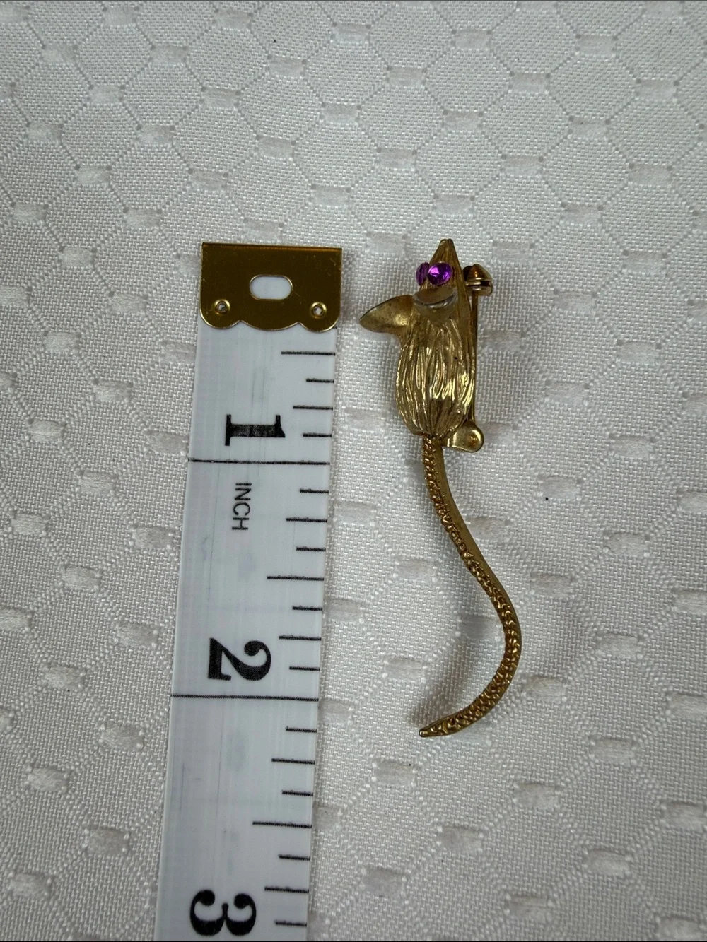 Vintage Gold Mouse pin with Purple Crystal Eyes and wiggle tail ;)